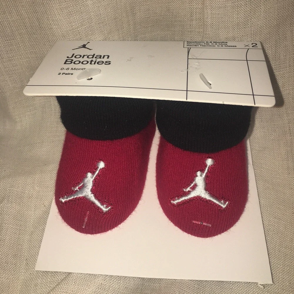 New Jordan Newborn Booties 0-6 Months Red Black White Jumpman‎ Logo